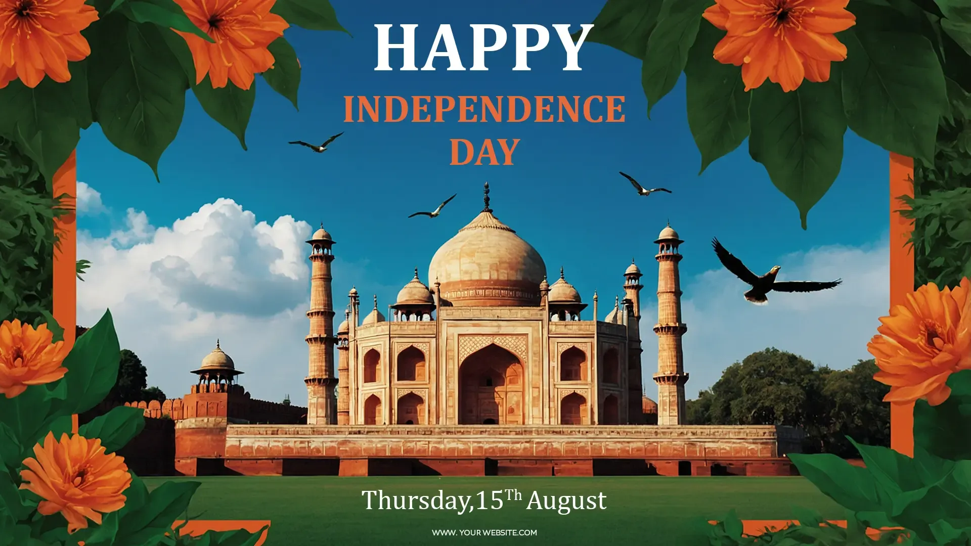 Celebratory Indian Independence Day Design with Taj Mahal View image